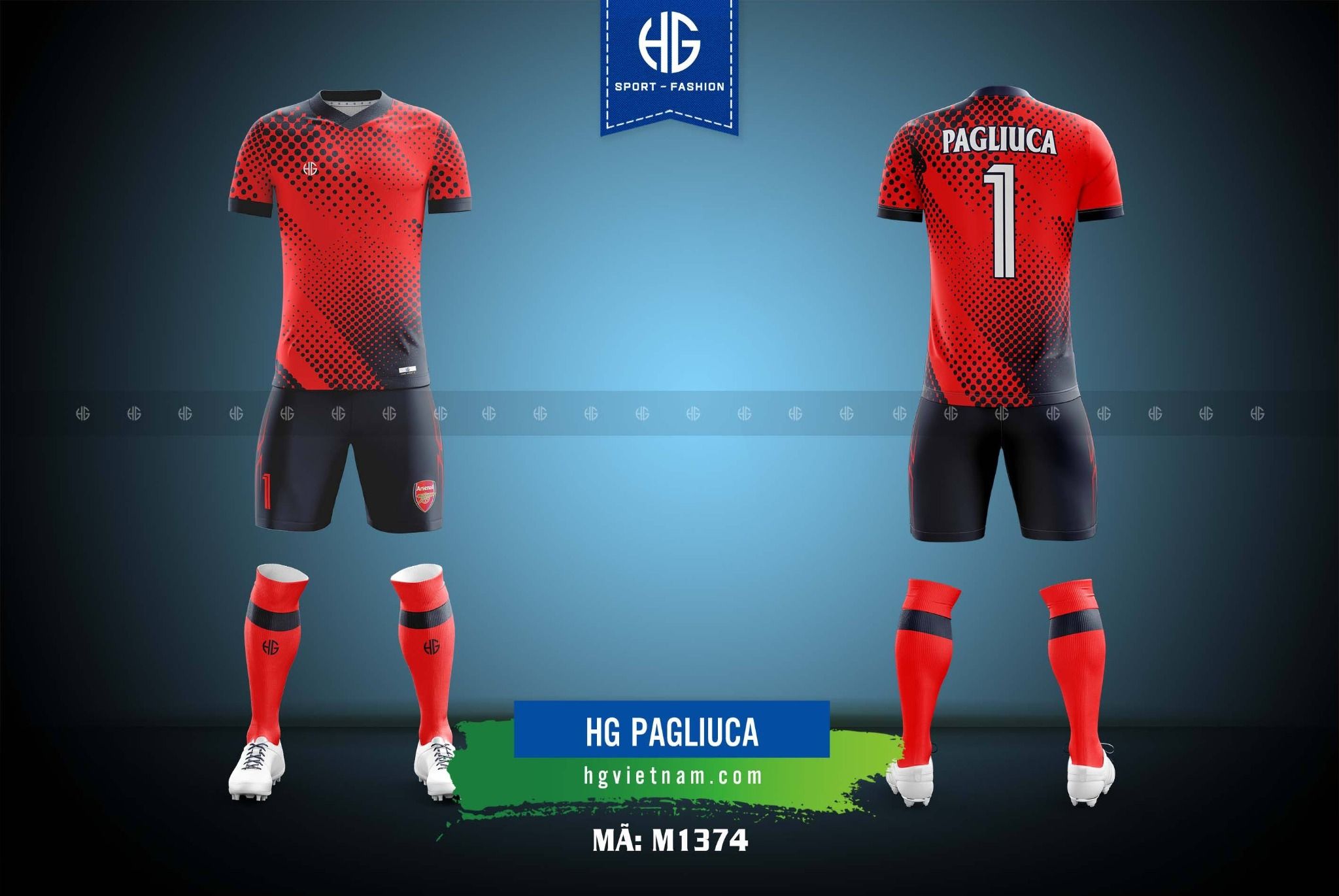  Áo bóng đá thiết kế M1374. HG Pagliuca 