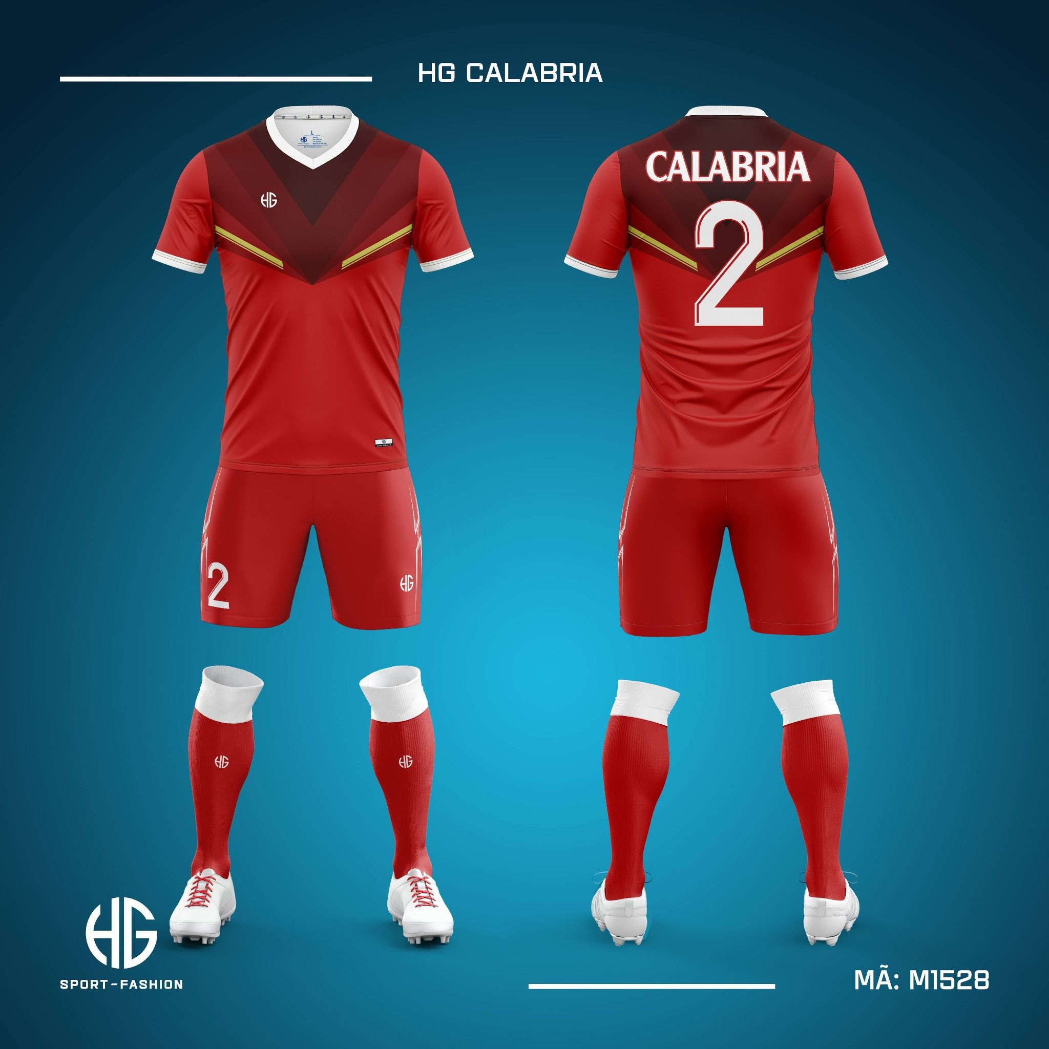 Áo bóng đá thiết kế M1528. HG Calabria