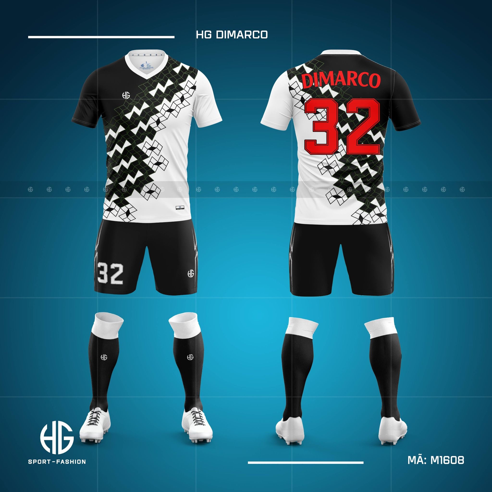  Áo bóng đá thiết kế M1608. HG Dimarco 