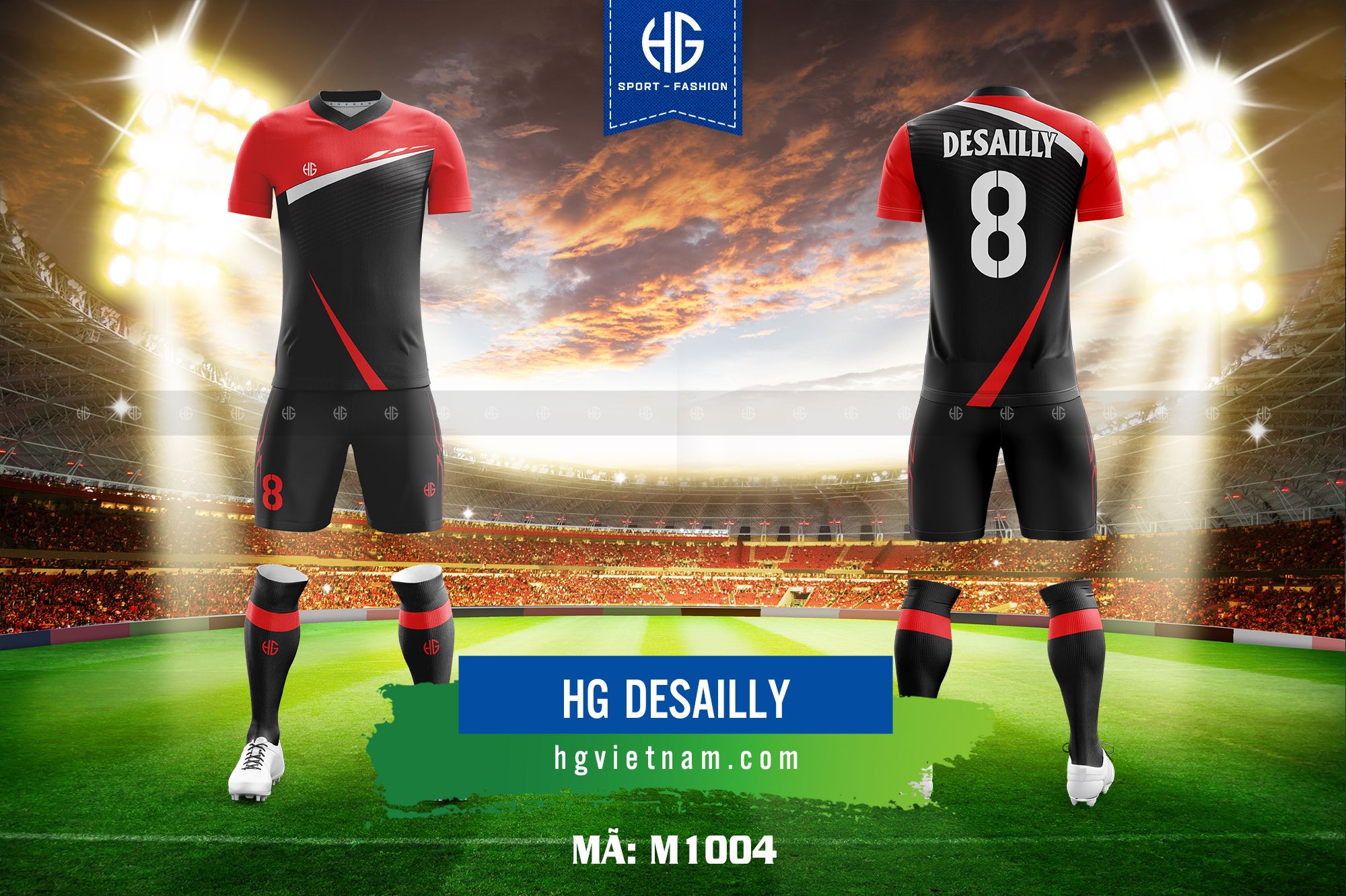 Áo bóng đá thiết kế M1004. HG Desailly