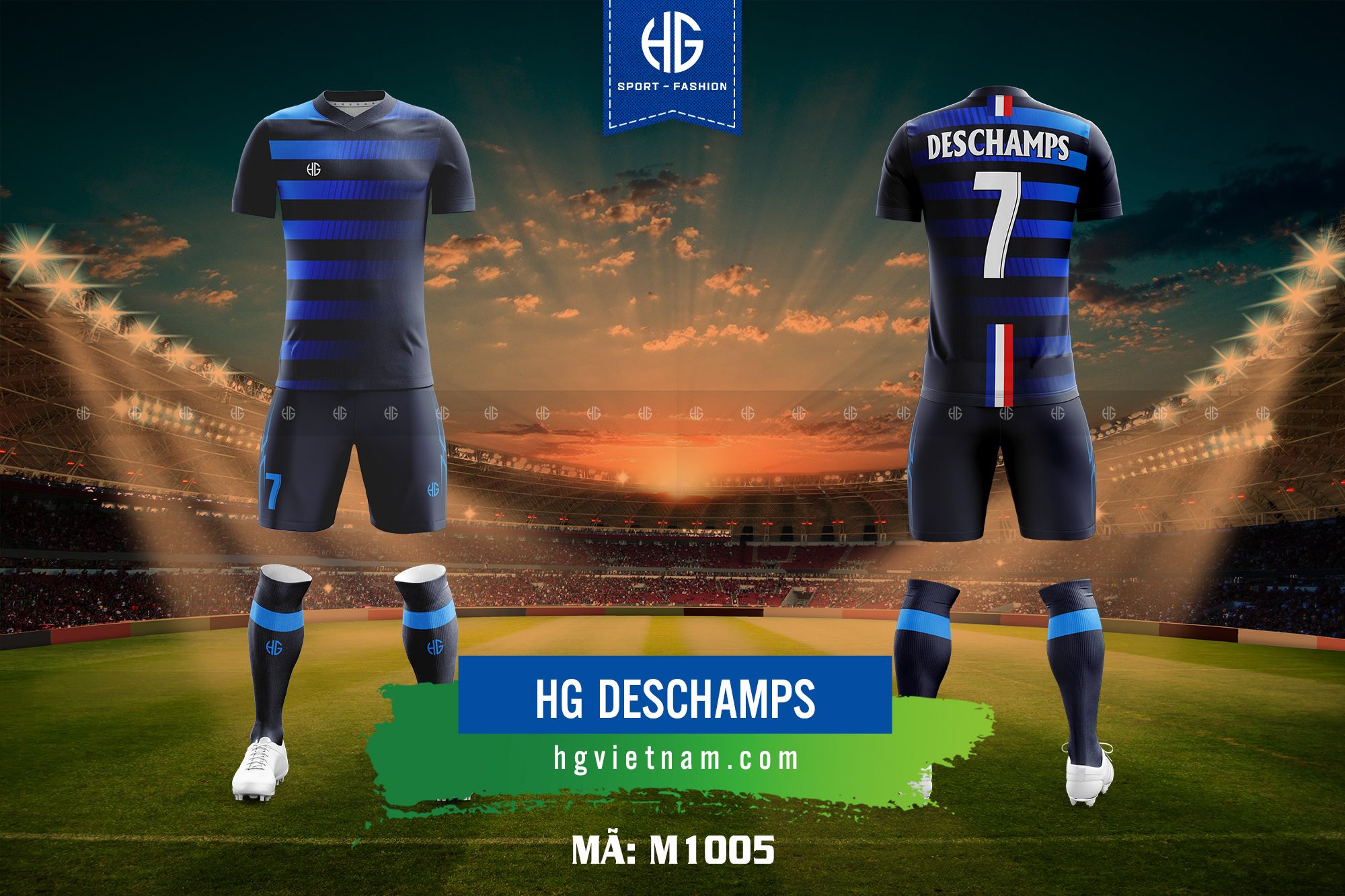 Áo bóng đá thiết kế M1005. HG Deschamps