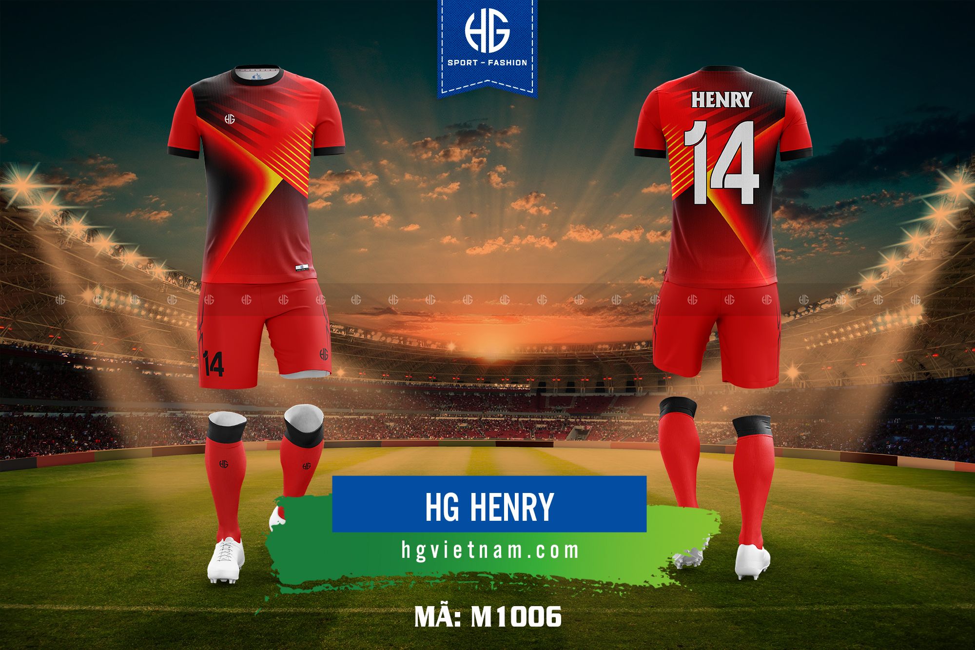 Áo bóng đá thiết kế M1006. HG Henry