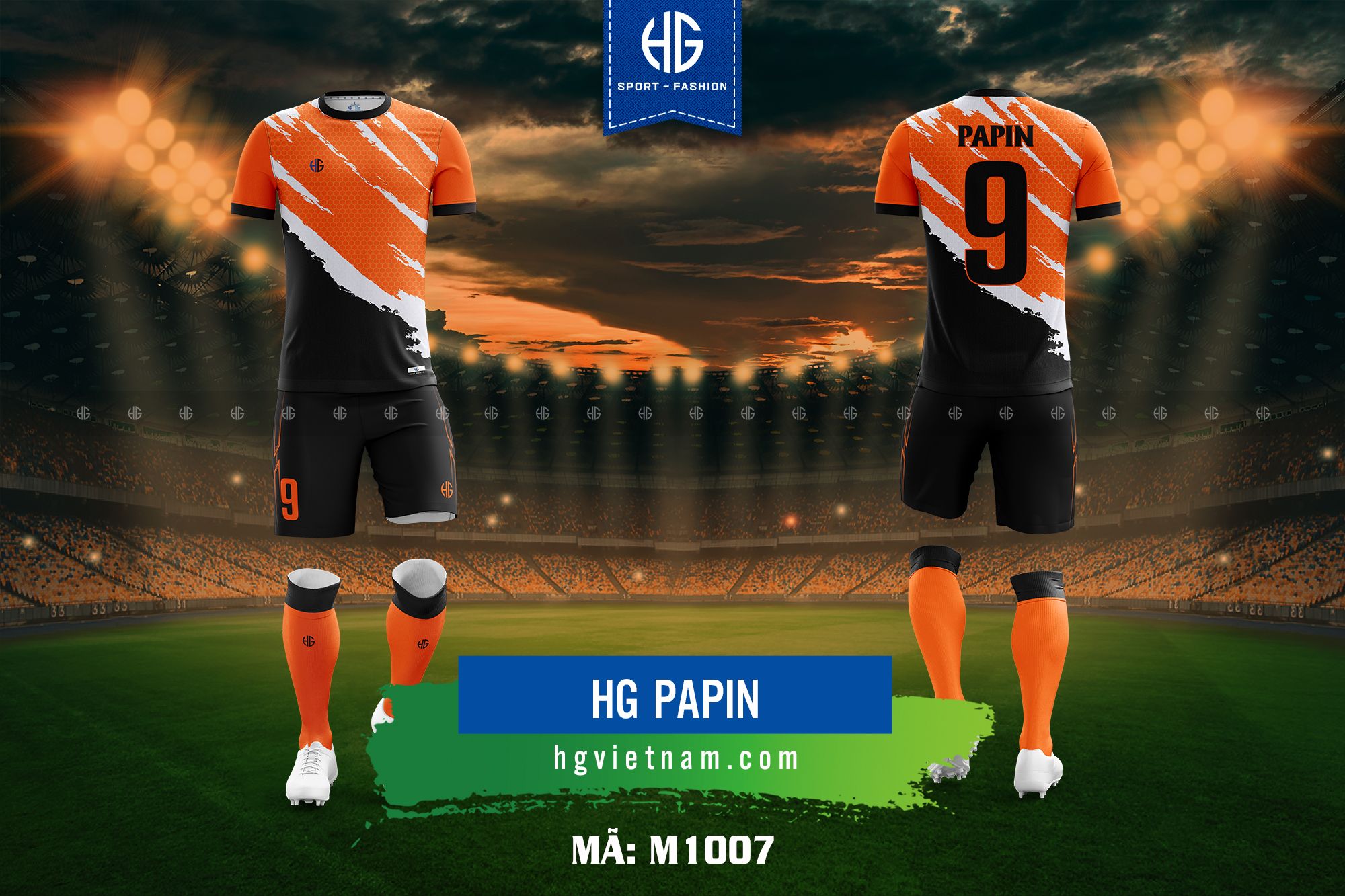 Áo bóng đá thiết kế M1007. HG Papin