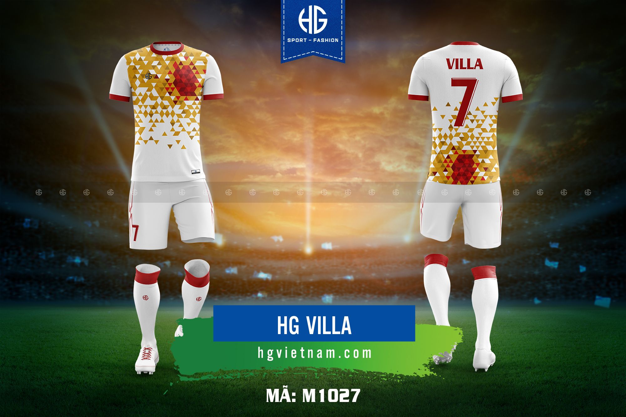Áo bóng đá thiết kế M1027. HG Villa
