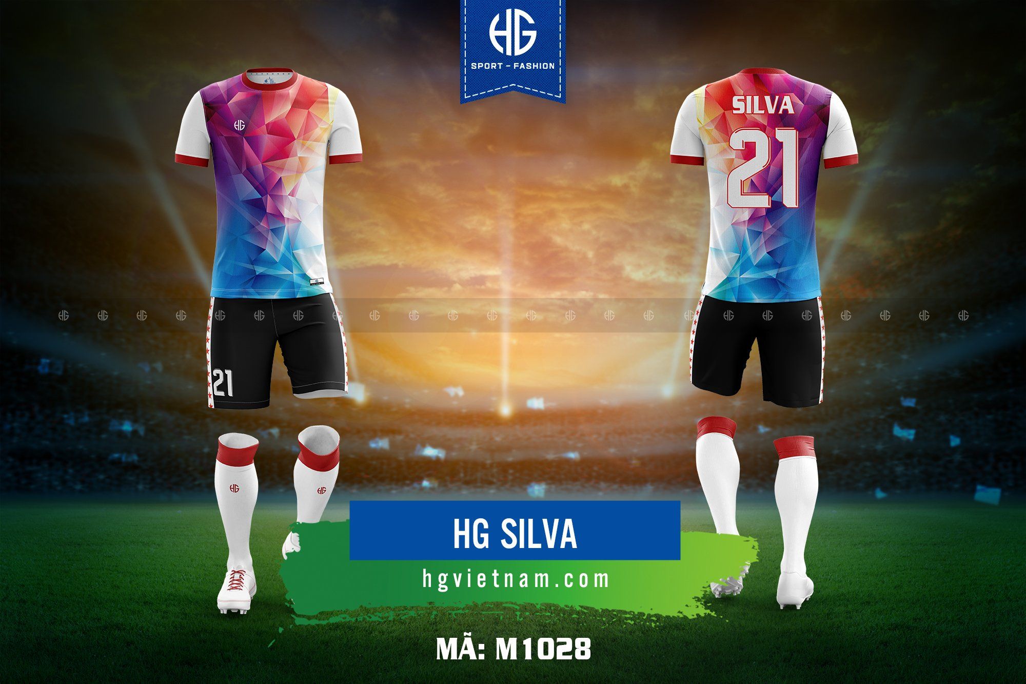 Áo bóng đá thiết kế M1028. HG Silva