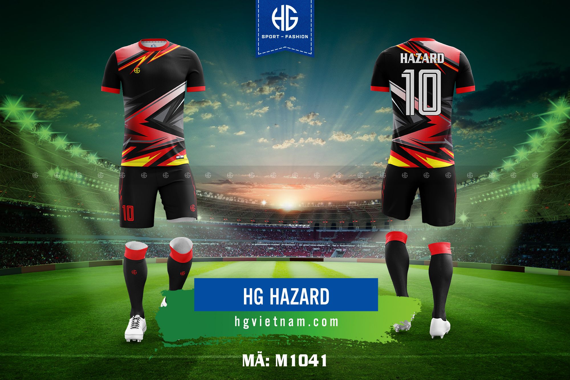 Áo bóng đá thiết kế M1041. HG Hazard