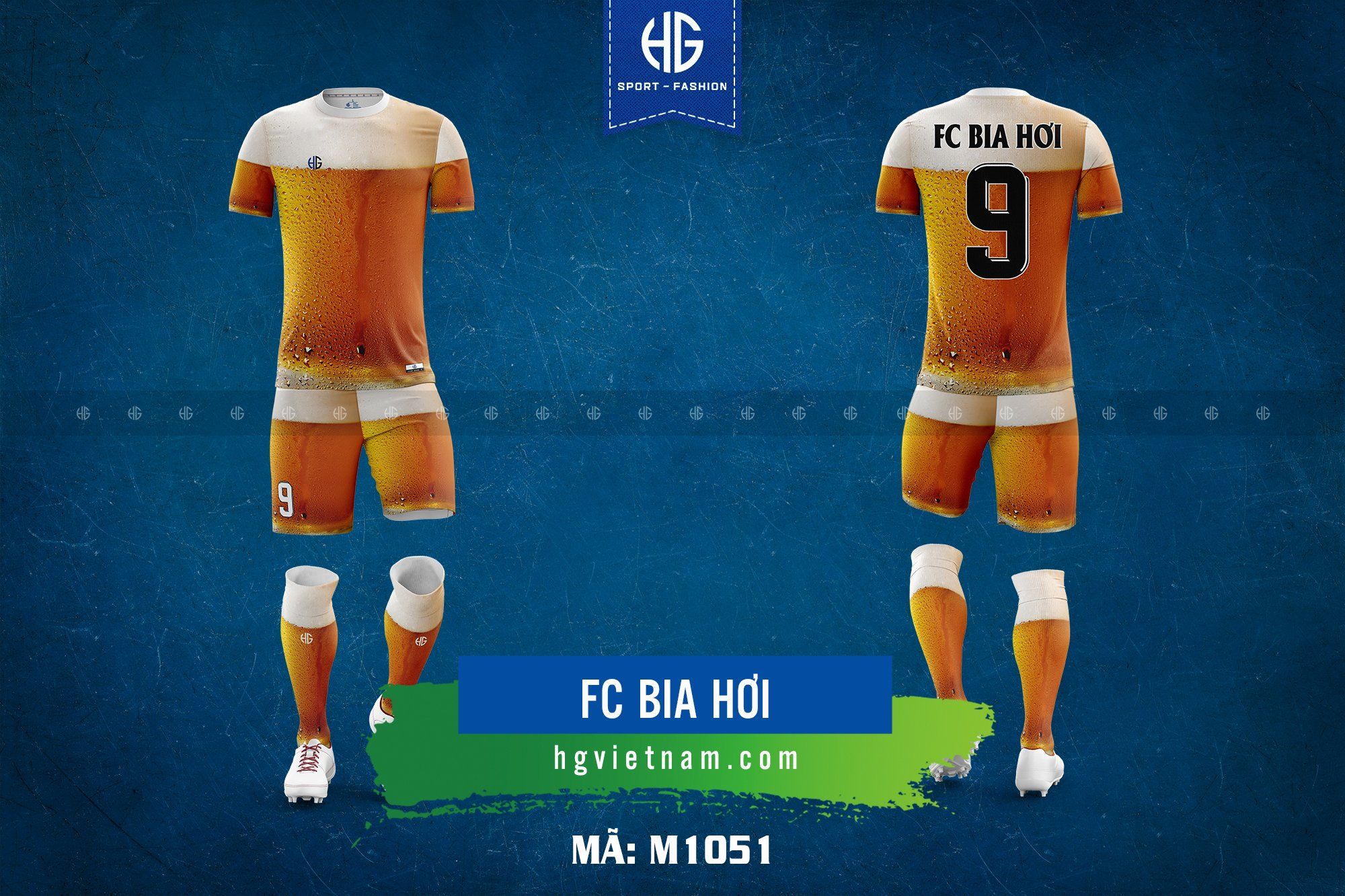 Áo bóng đá thiết kế M1051. FC Bia Hơi