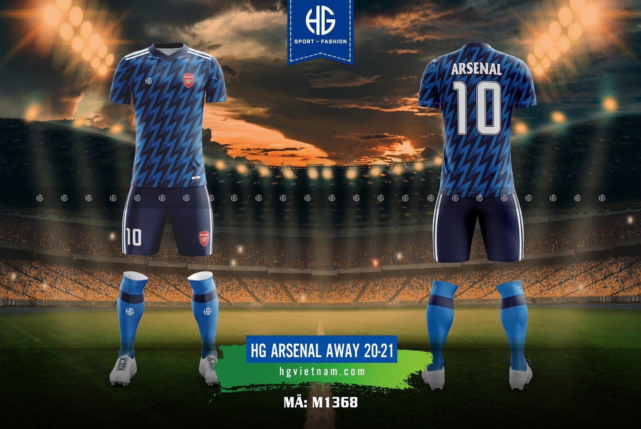  Áo bóng đá câu lạc bộ M1368. HG Arsenal Away 20-21 