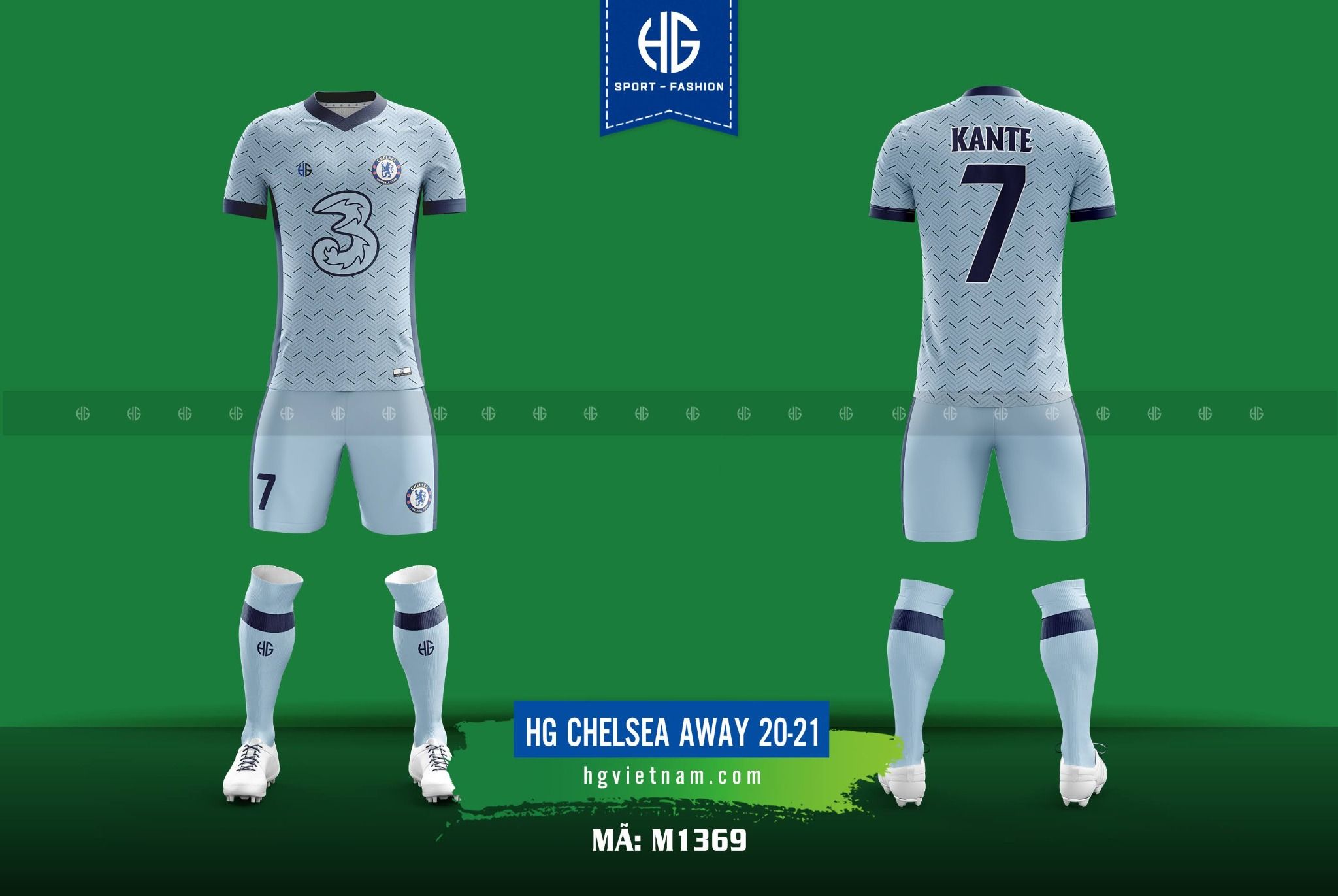 Áo bóng đá câu lạc bộ M1369. HG Chelsea Away 20-21