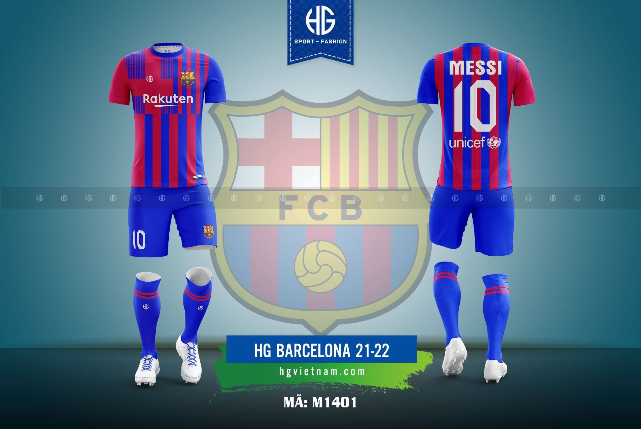 Áo bóng đá câu lạc bộ M1401. HG Barcelona 21-22
