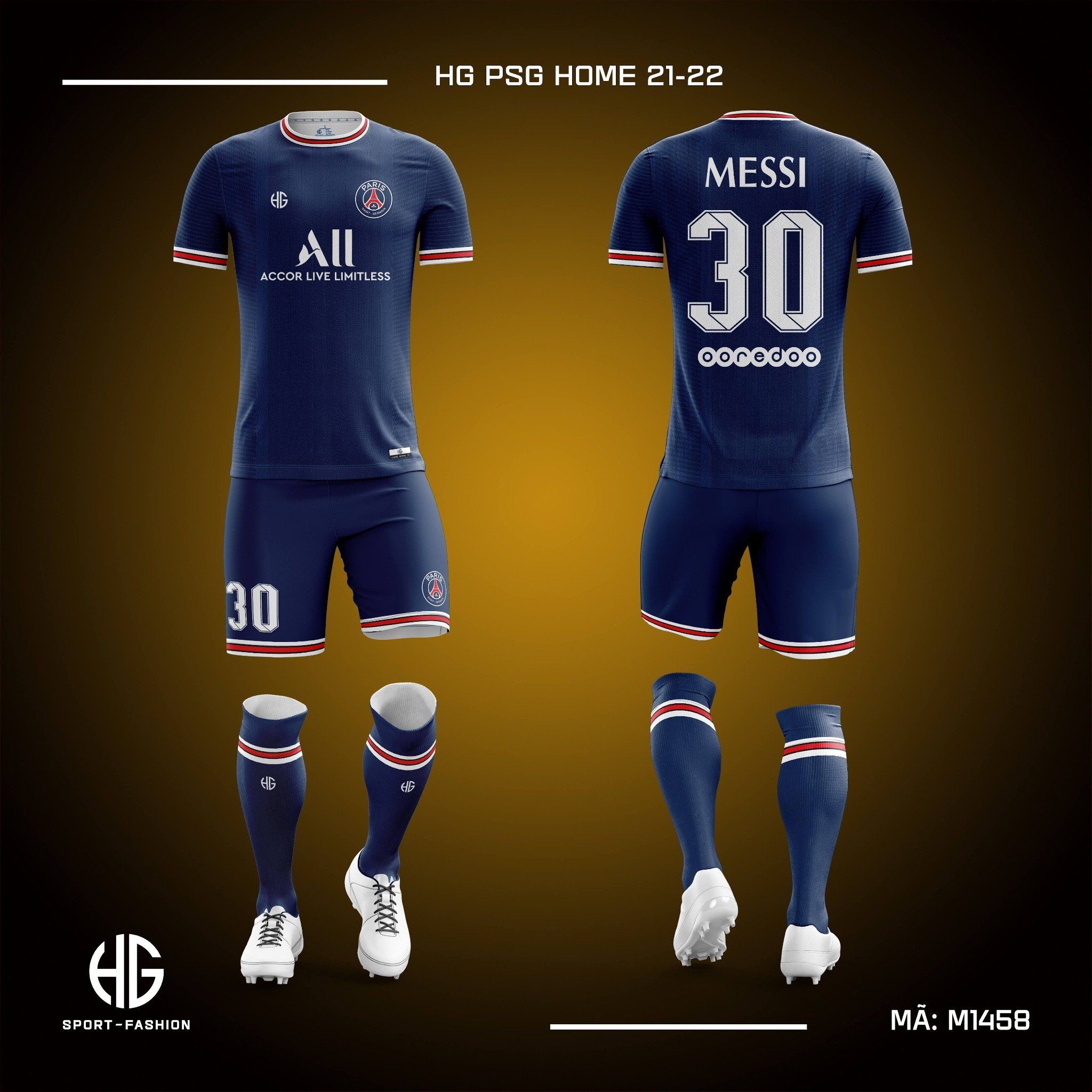  Áo bóng đá câu lạc bộ M1458. HG PSG Home 21-22 