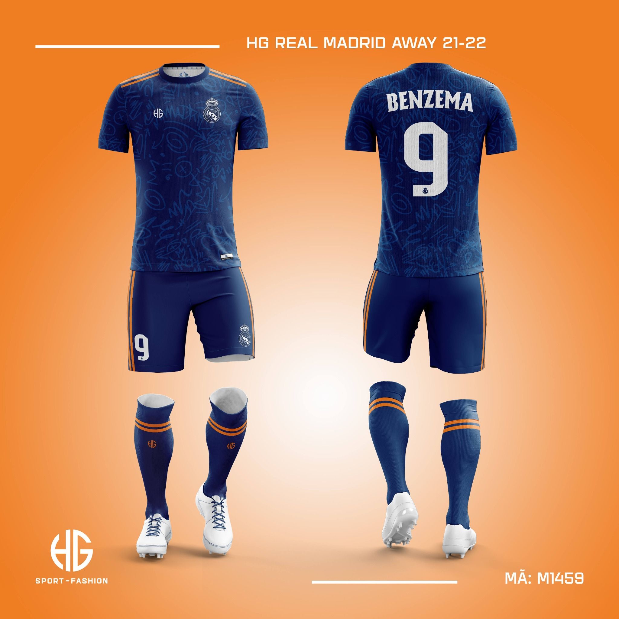 Áo bóng đá câu lạc bộ M1459. HG Real Madrid Away 21-22