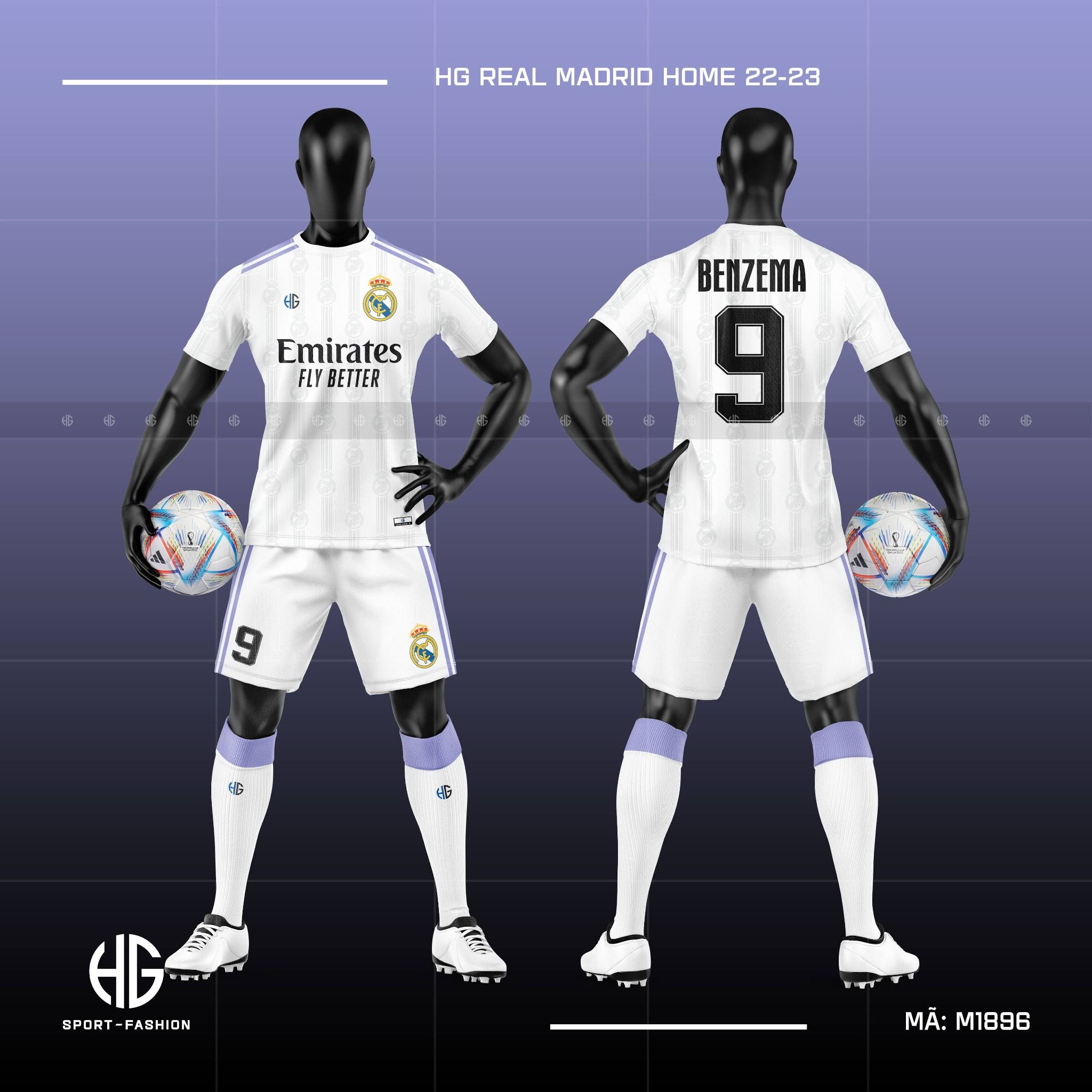  Áo bóng đá câu lạc bộ Real Madrid Home 22-23 M1896. HG 