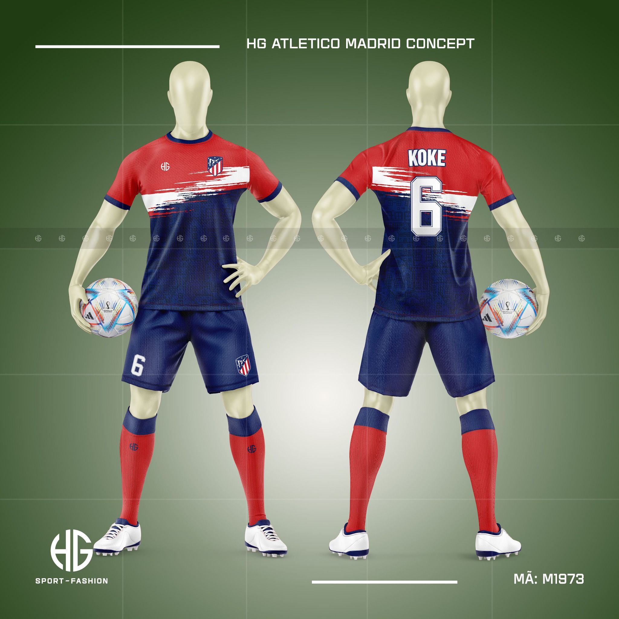  Áo bóng đá câu lạc bộ M1973. HG Atletico Madrid Concept 