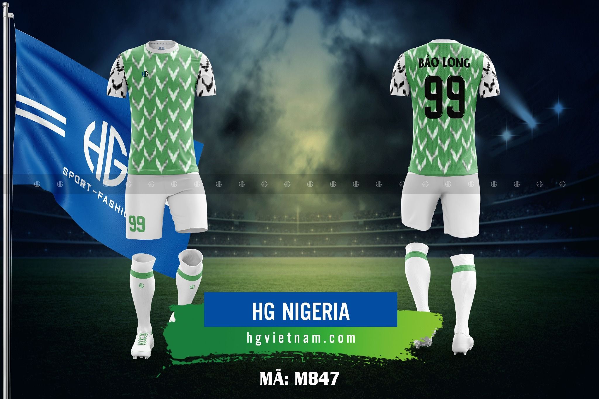  Áo bóng đá đội tuyển Nigeria M847. HG 