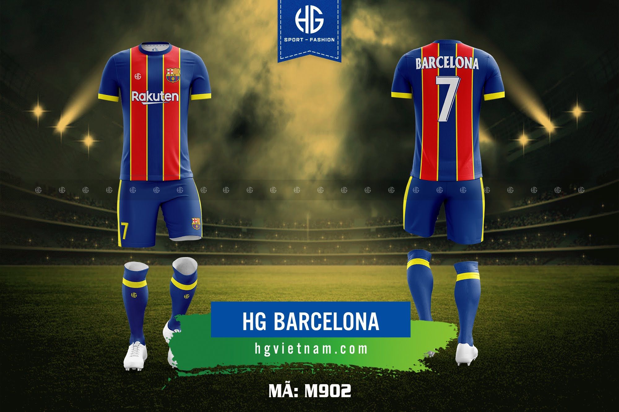 Áo bóng đá câu lạc bộ Barcelona M902. HG
