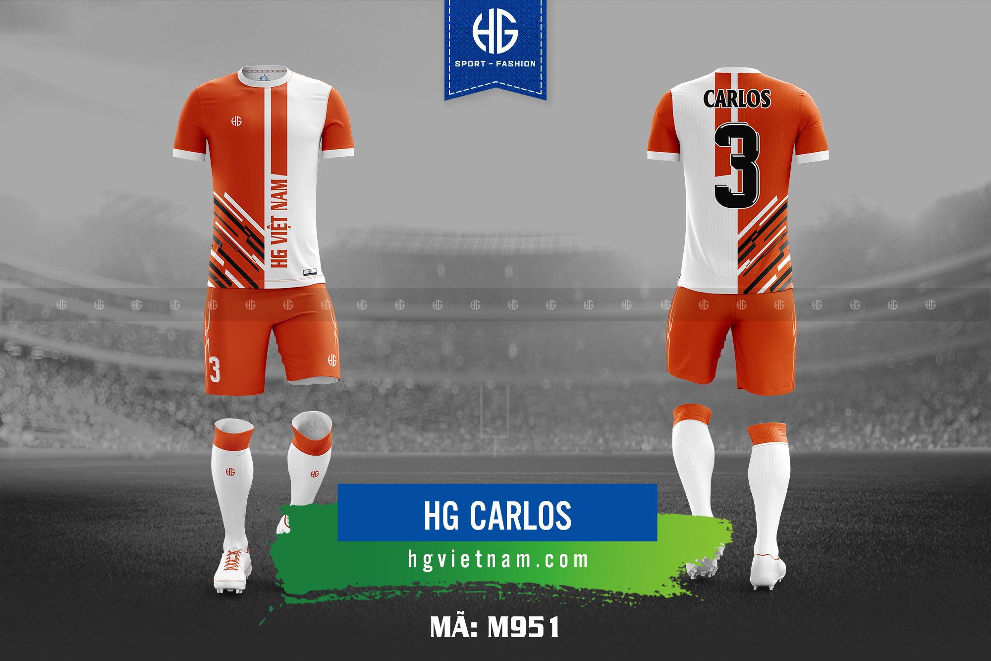 Áo bóng đá thiết kế M951. HG Carlos