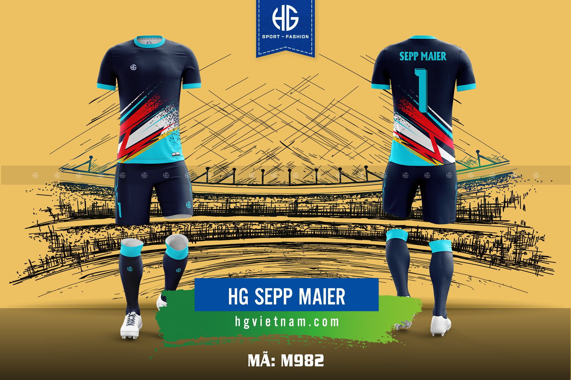 Áo bóng đá thiết kế M982. HG Sepp Maier