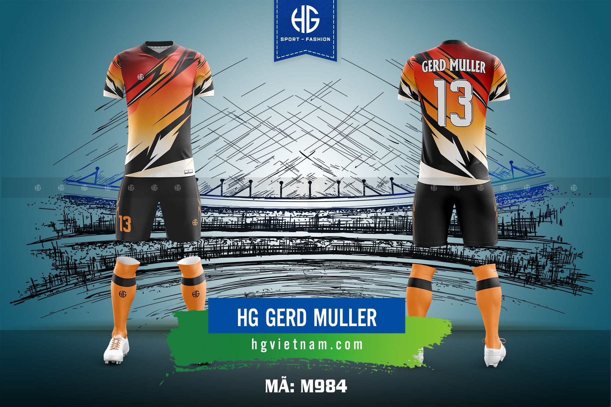 Áo bóng đá thiết kế M984. HG Gerd Muller