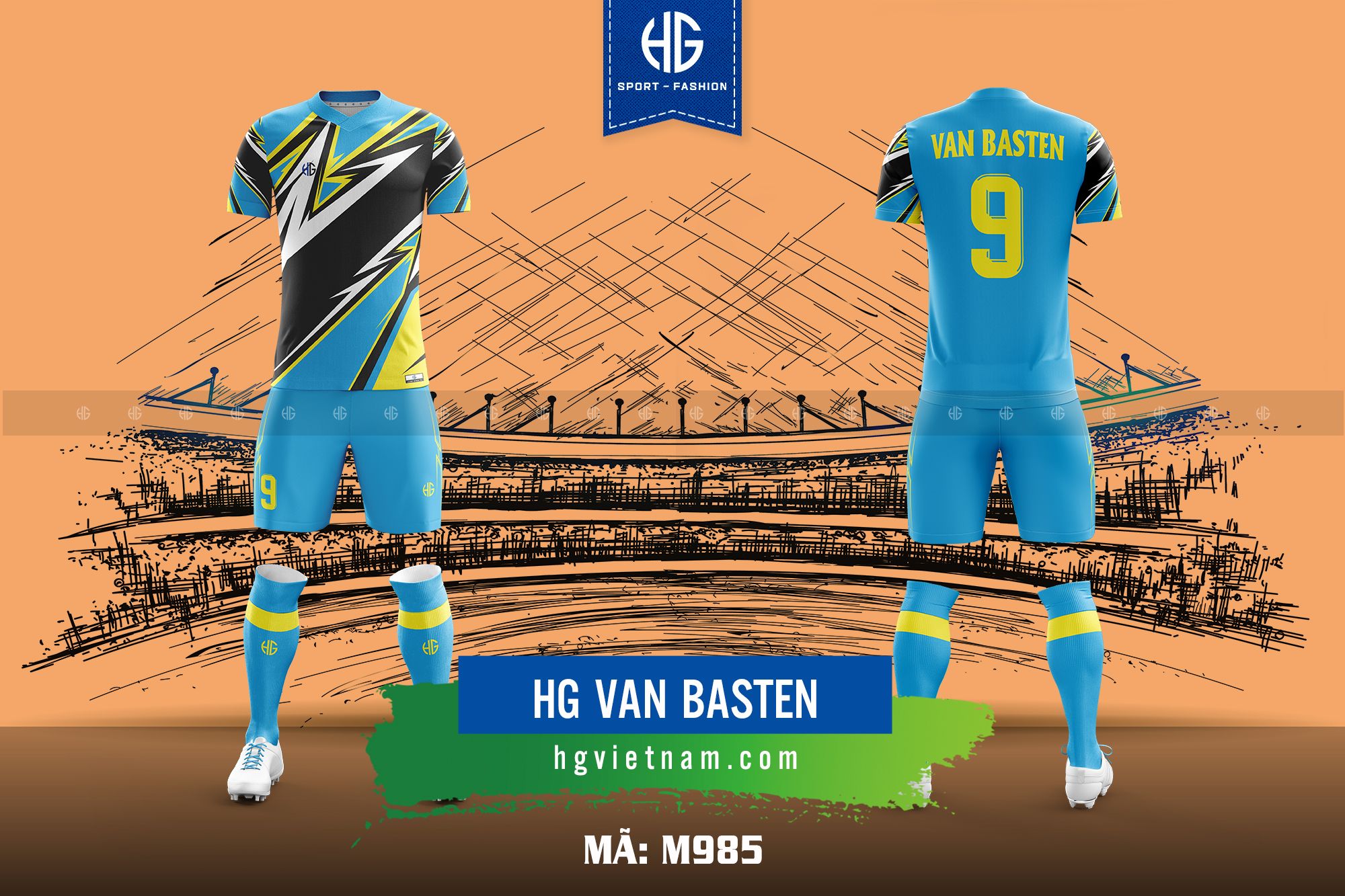 Áo bóng đá thiết kế M985. HG Van Basten