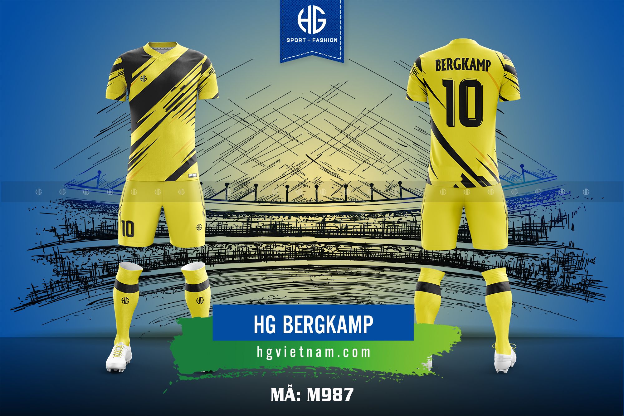 Áo bóng đá thiết kế M987. HG Bergkamp