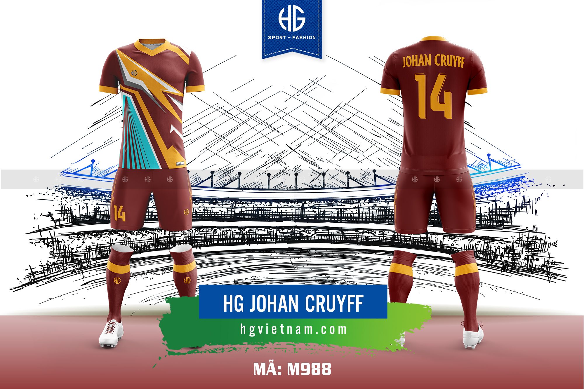  Áo bóng đá thiết kế M988. HG Johan Cruyff 