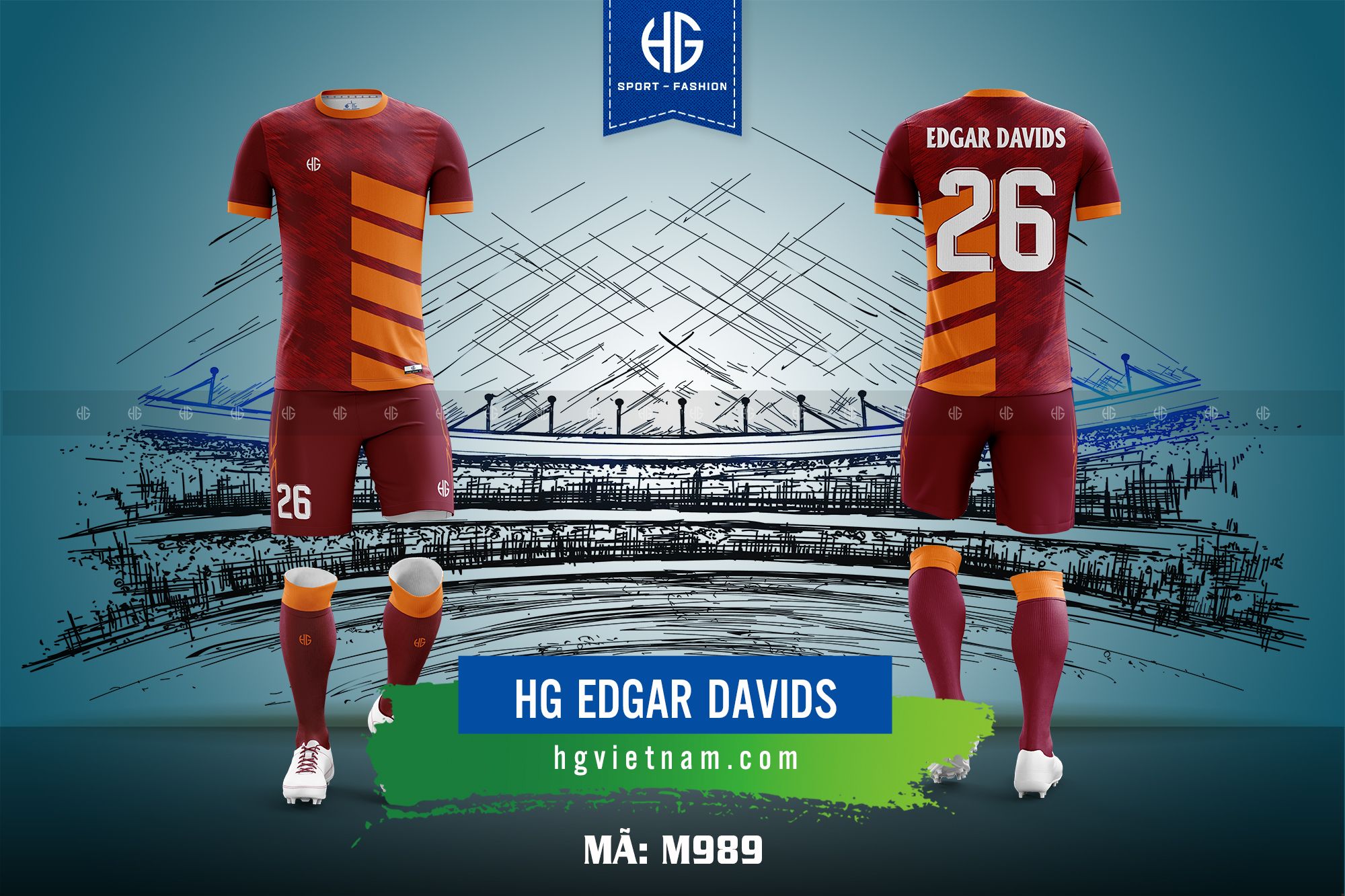  Áo bóng đá thiết kế M989. HG Edgar Davids 