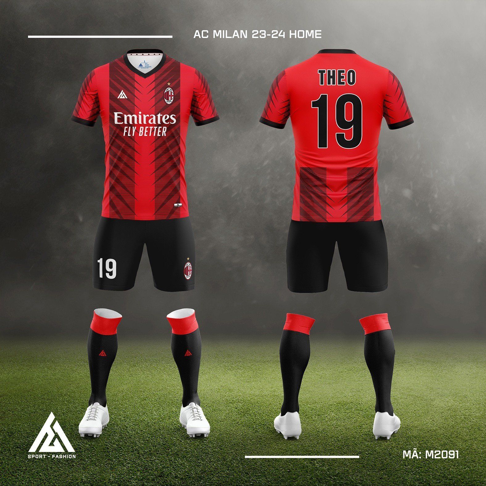  Bộ bóng đá câu lạc bộ AC Milan 23-24 Home M2091 