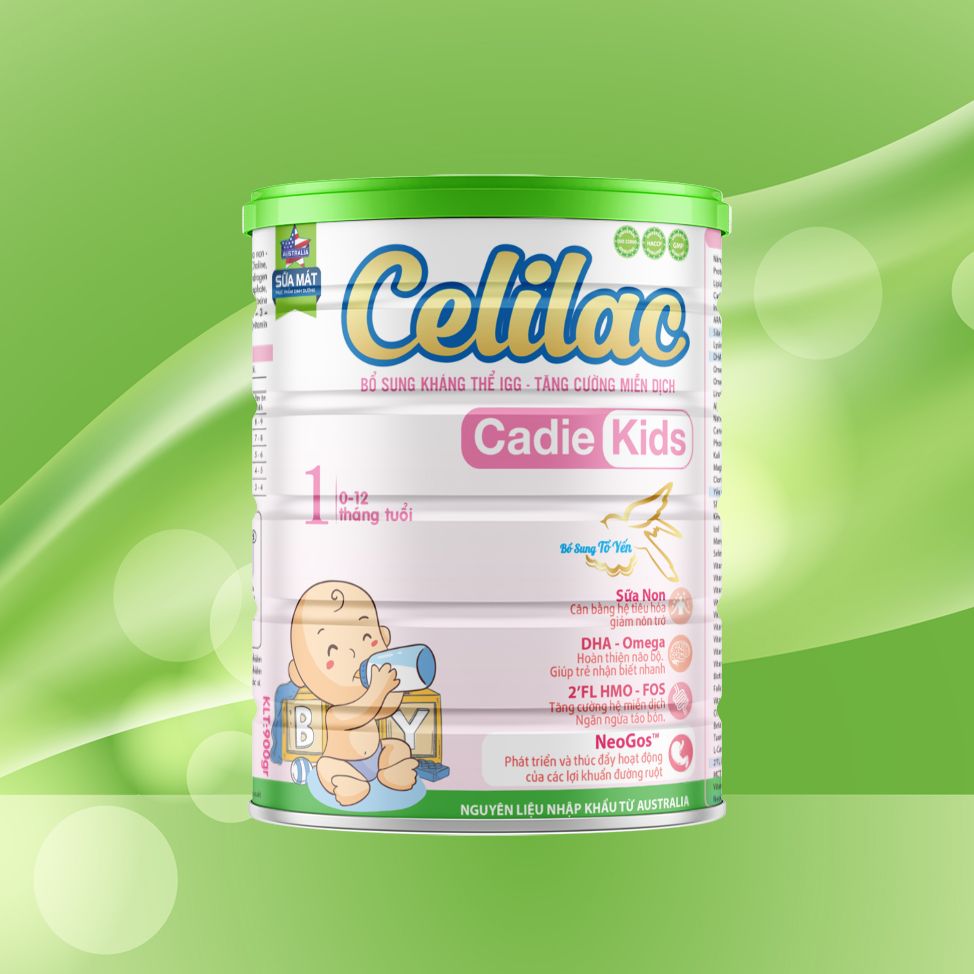  Sữa mát bổ sung kháng thể Celilac CADIE KIDS (0-12 tháng tuổi) 900g 