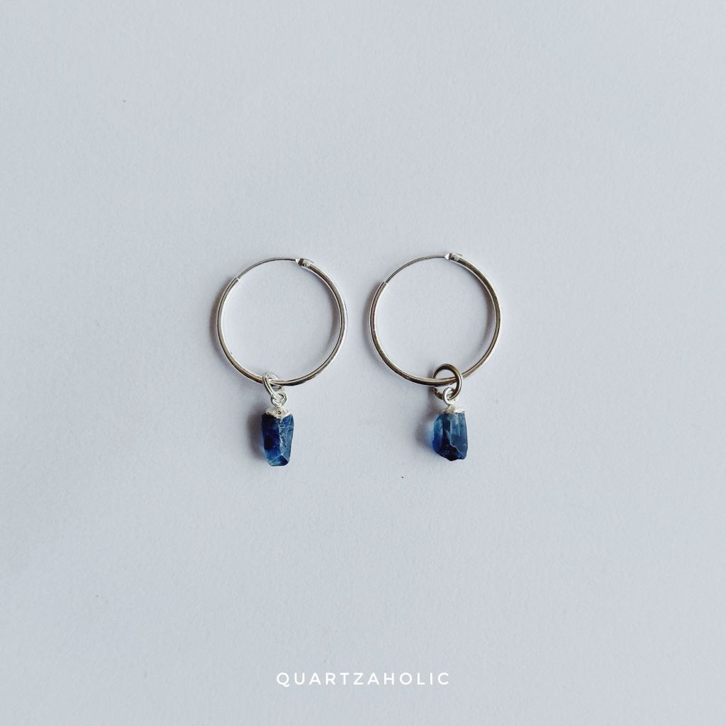 Bông Tai Blue Sapphire Charm Hoops