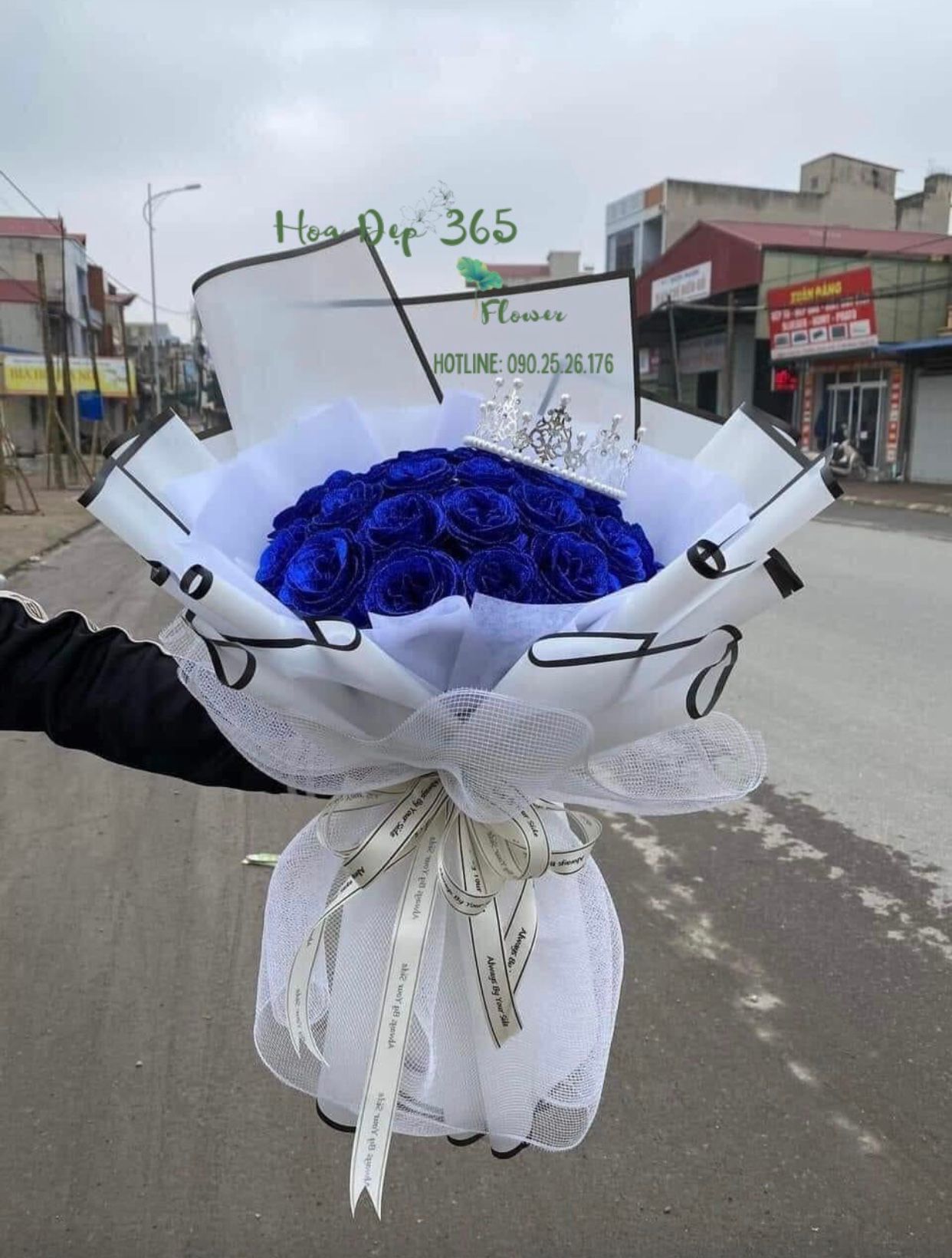 Naiad - HST37 - Bó Hoa Hồng Xanh Kim Tuyến 20 Bông