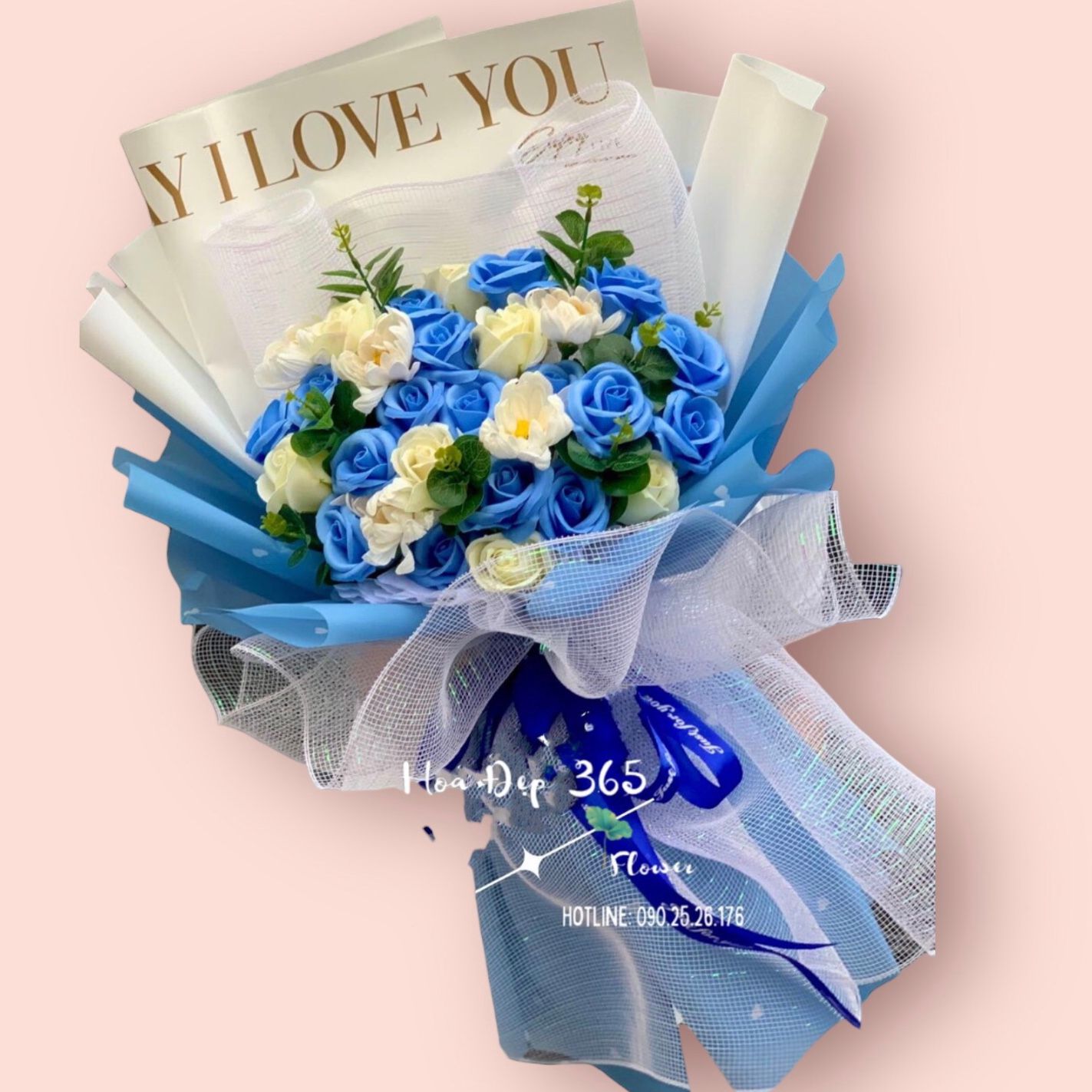 Blue and White Bouquet - HST07 - Hoa Hồng Sáp Thơm Đẹp