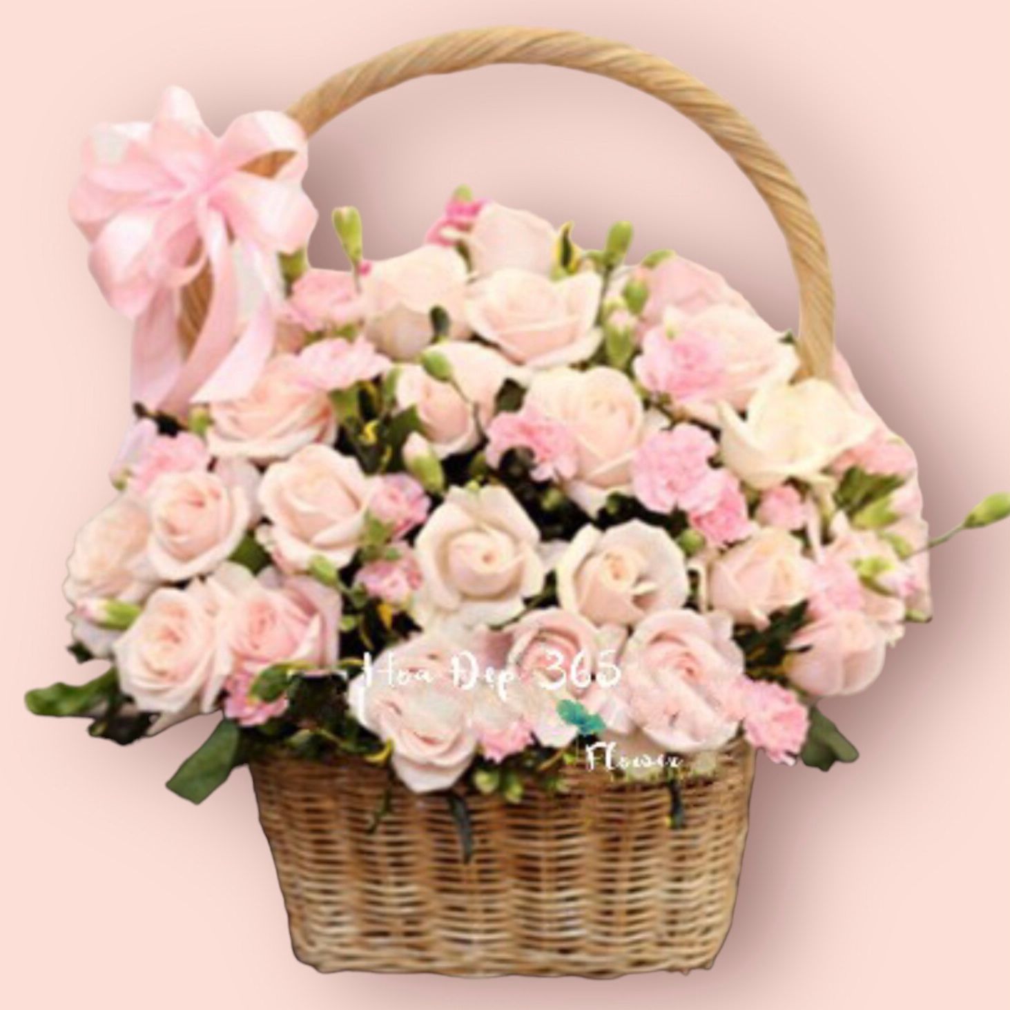  Giỏ Hoa Cẩm Chướng Hồng - HG21- Hoa tặng mẹ 