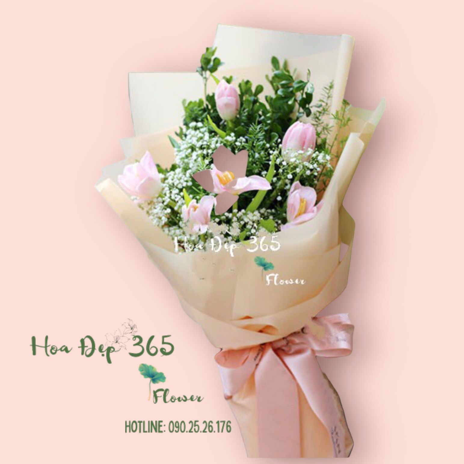 Bó Hoa Tulip Hồng - HBD63 - Điện hoa