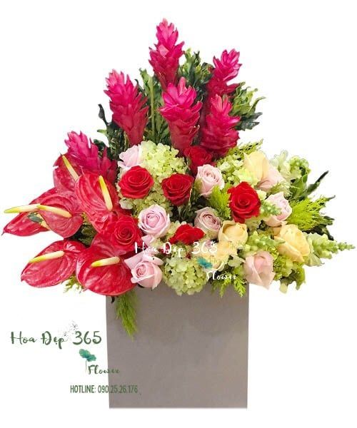 Đón Nắng - HCH61 - Hộp Hoa Khai Trương Để Bàn
