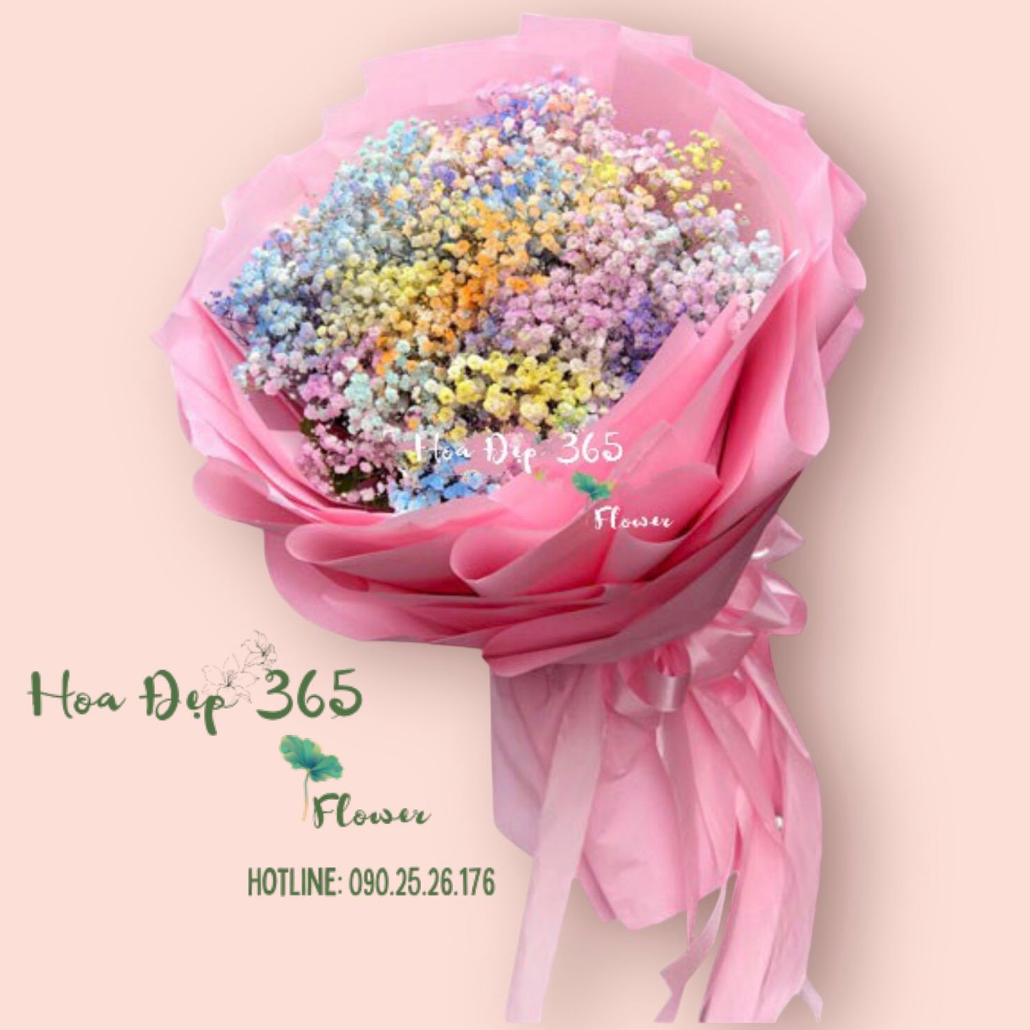 Cầu Vòng - HBT75 - Hoa 20/10 - Bó Hoa baby sắc màu tặng crush