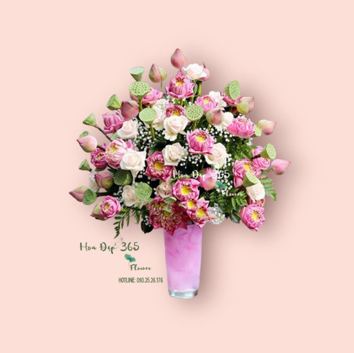 Bình Hoa Sen Hồng Tặng Mẹ - HCB31 - Hoa Tặng Mẹ