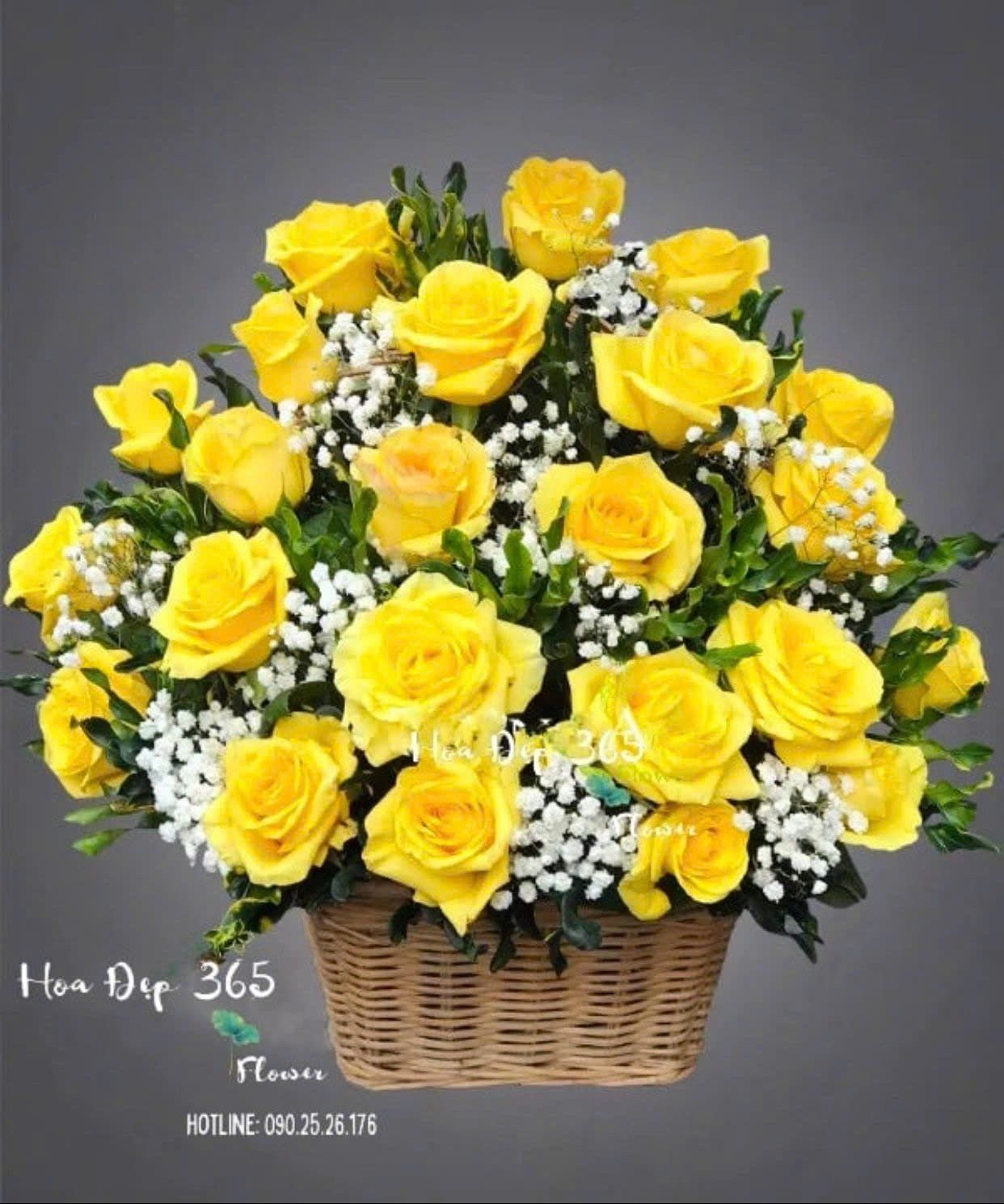 Nắng Ban Mai - HG52 - Giỏ Hoa Khai Trương Để Bàn