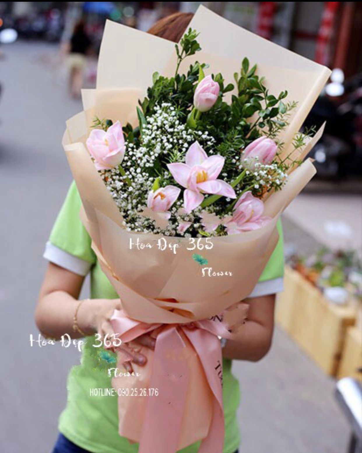 Bó Hoa Tulip Hồng - HBD63 - Điện hoa
