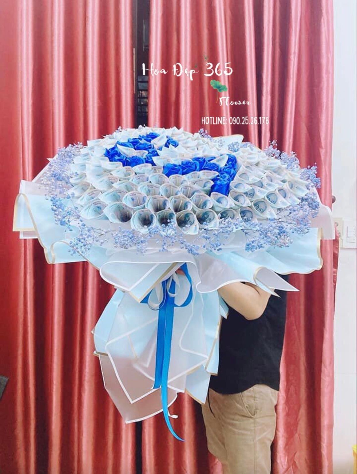 Bó Hoa Tiền 20k Khắc Chữ Ba - BT15