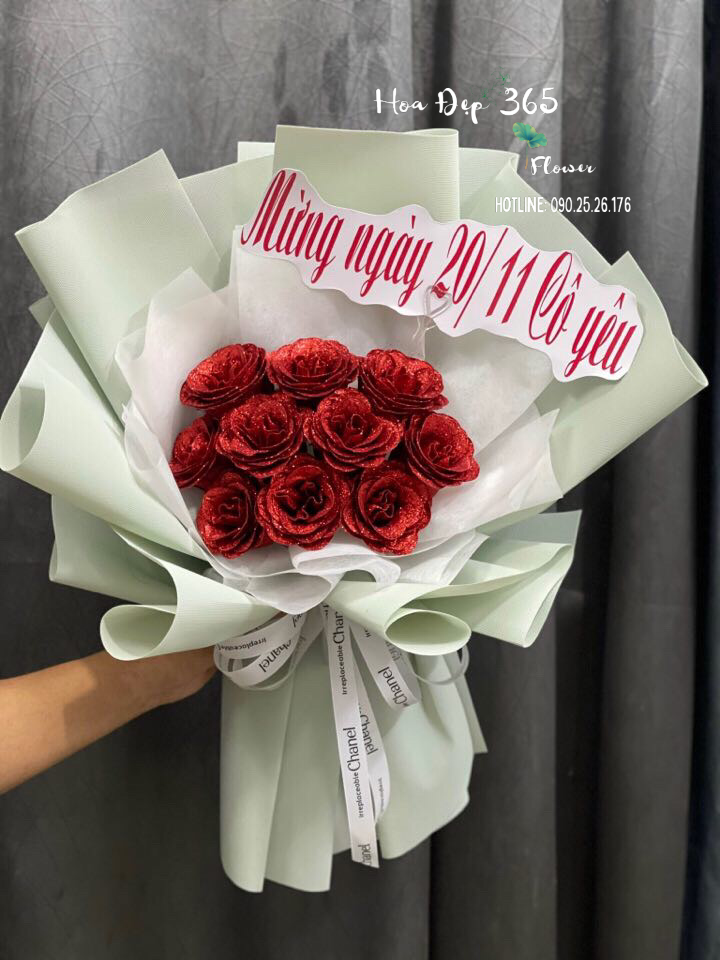 Bó Hoa Hồng Sáp Kim Tuyến Đỏ - HST46