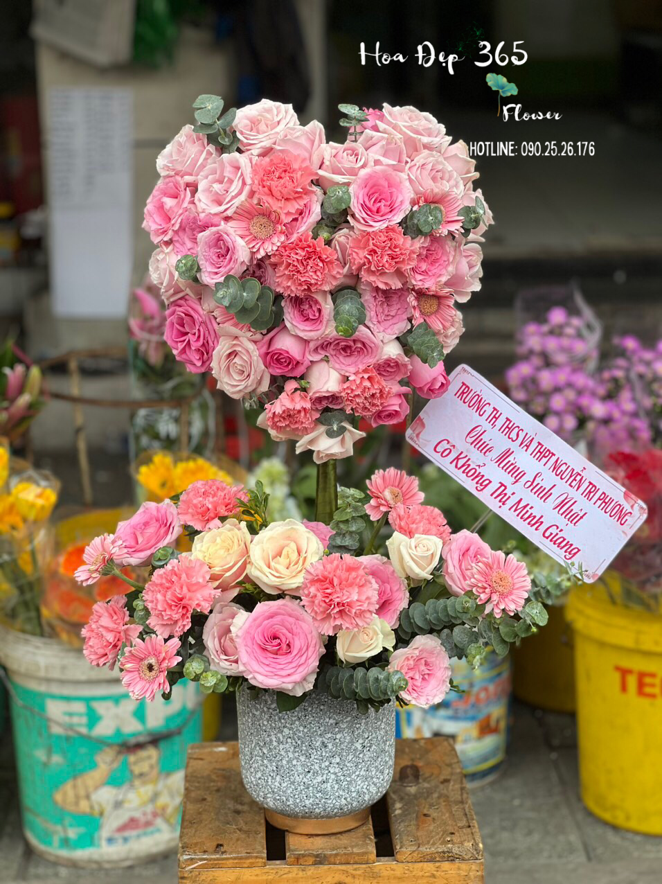 Pink Tone Heart Vase Gift for Female Boss - HCB64