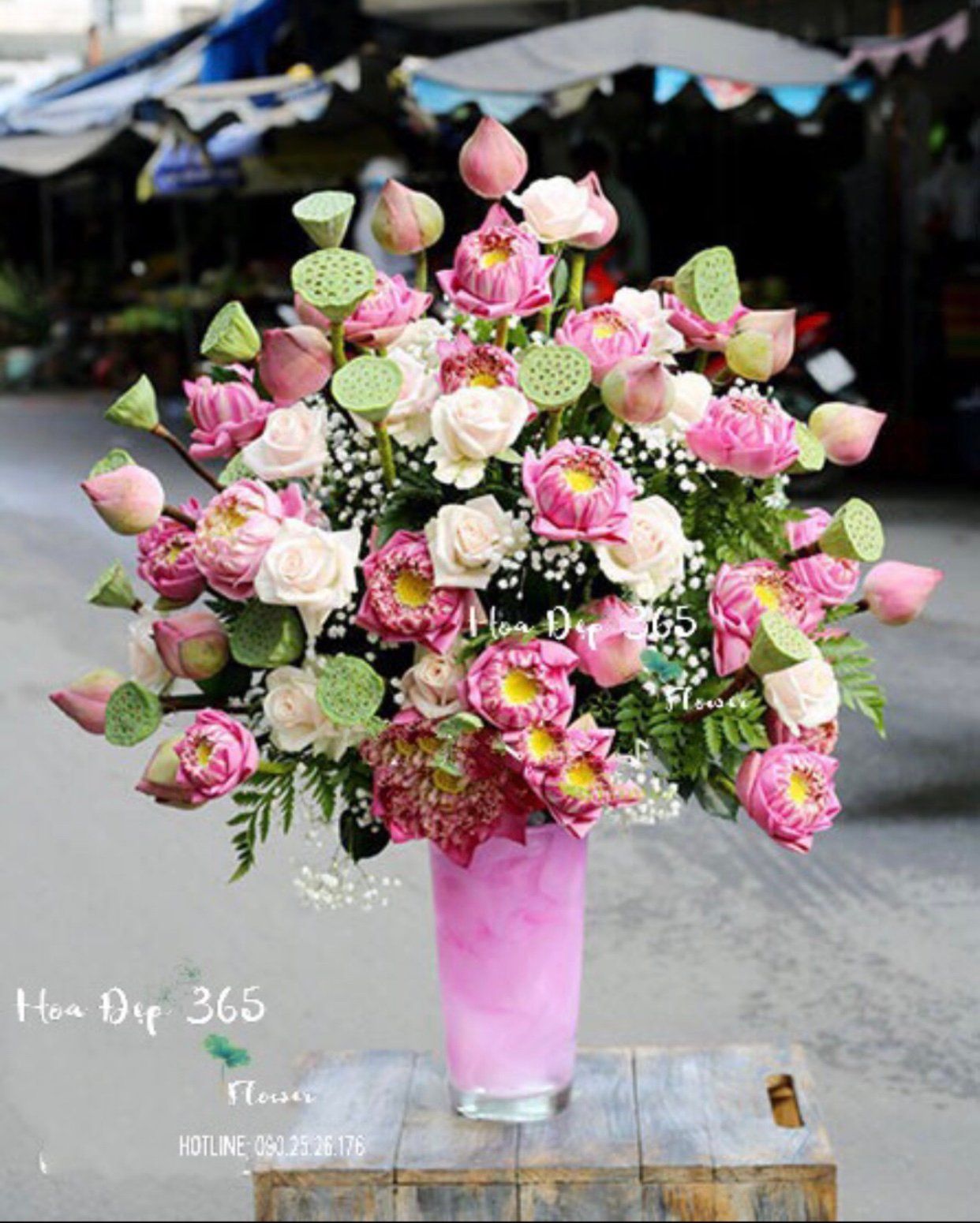 Bình Hoa Sen Hồng Tặng Mẹ - HCB31 - Hoa Tặng Mẹ