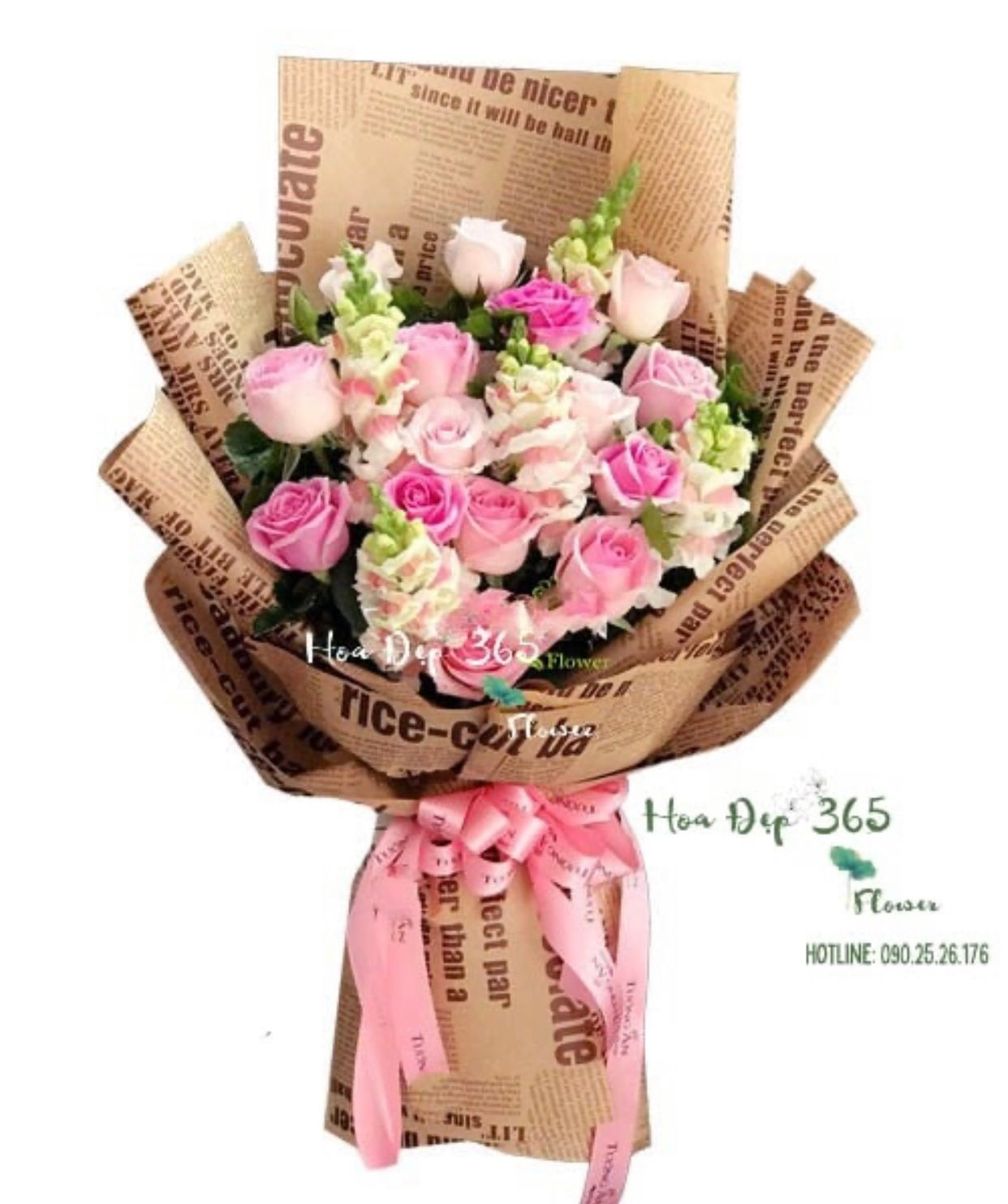 Thương Lắm - HBD187 - Hoa Hồng 20/10 - Hoa Hồng Dâu và Hoa Mõm Sói Hồng