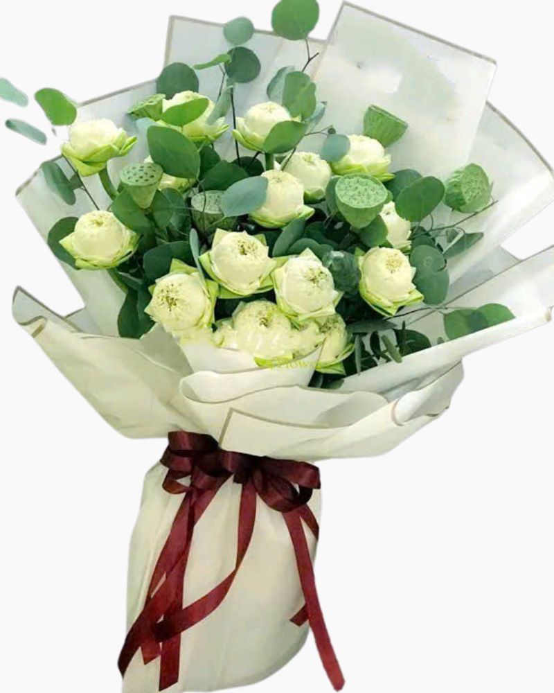 Bó Hoa Sen Trắng - HBD118
