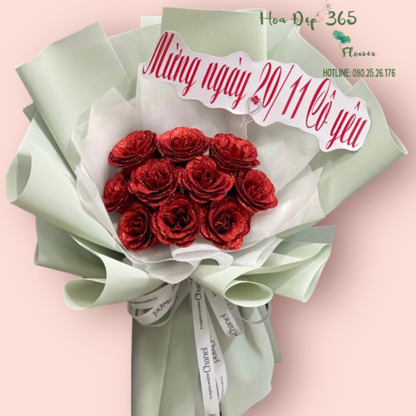 Bó Hoa Hồng Sáp Kim Tuyến Đỏ - HST46