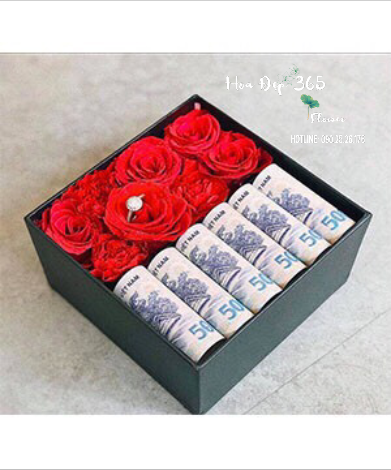 Hộp Hoa Hồng Mix Tiền - HH51
