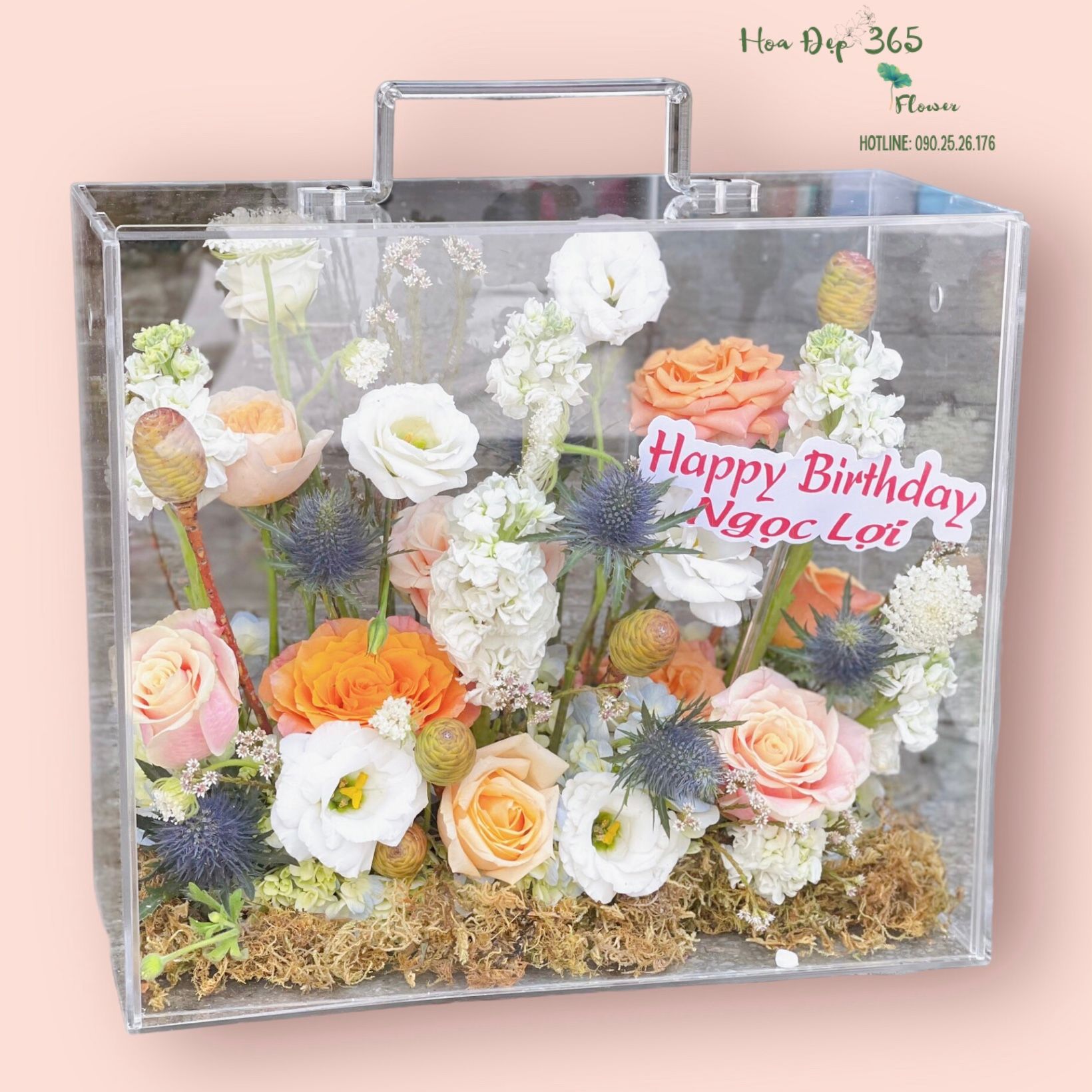  Hoa Cắm Hộp Mica -  HMC01 - Hoa Sinh Nhật Đẹp Nhất 