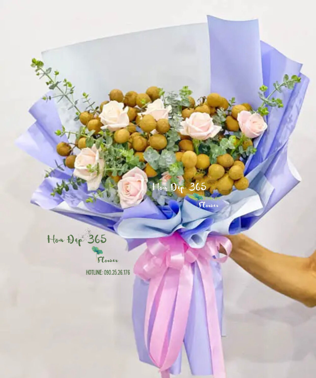 Bó Hoa Hồng Pastel Mix Trái Nhãn - TC48