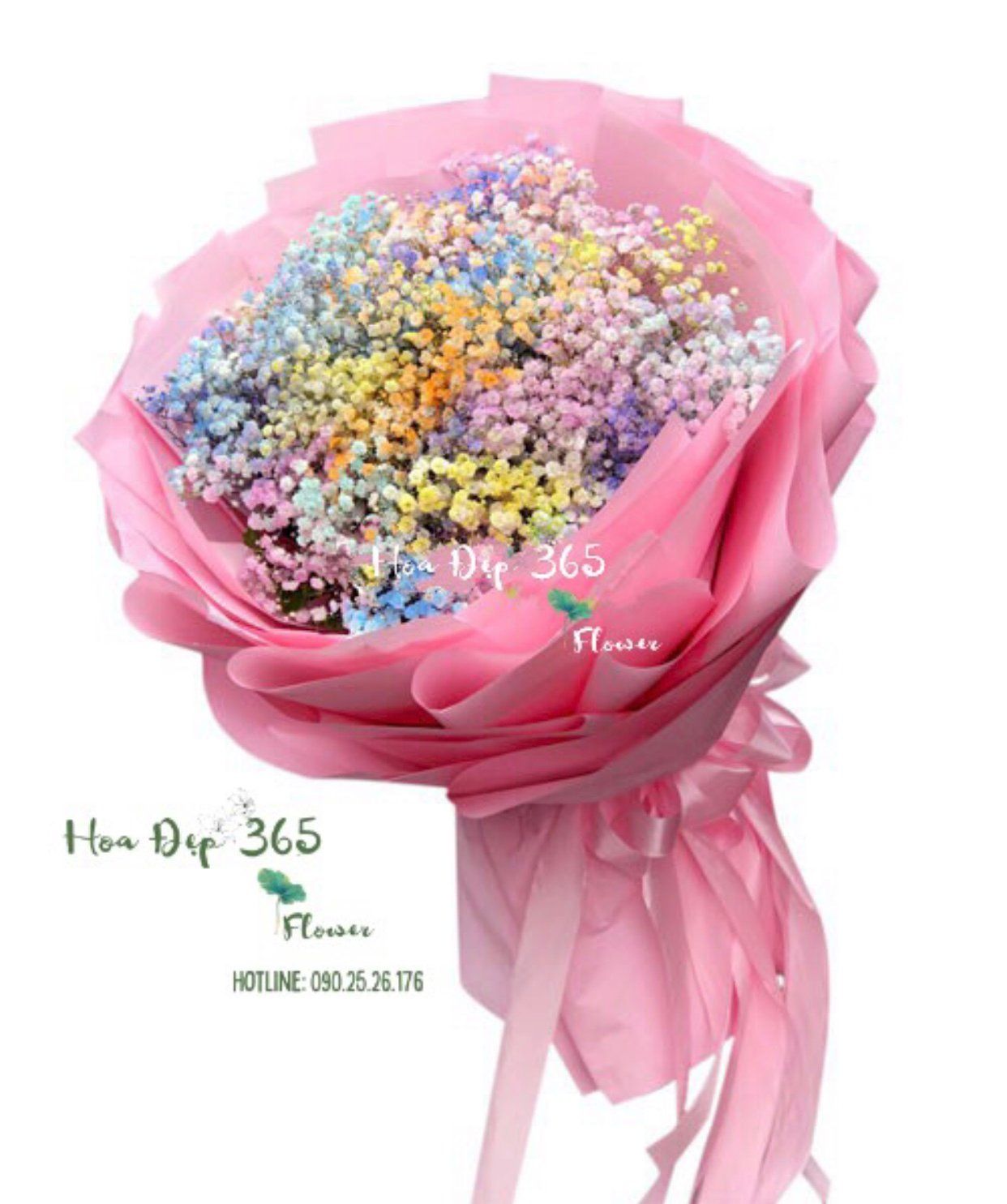 Cầu Vòng - HBT75 - Hoa 20/10 - Bó Hoa baby sắc màu tặng crush